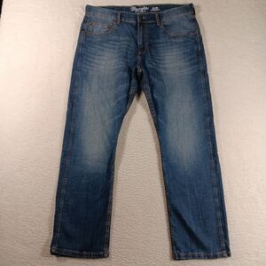 Wrangler Jeans Men 36x31 Blue Retro Slim Straight Cowboy Western Whiskers Rodeo